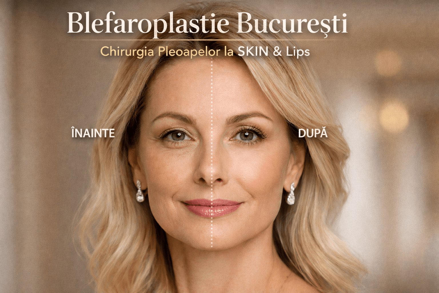 Blefaroplastie București înainte și după corecție pleoape căzute