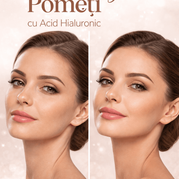 Volumizare pometi cu acid hialuronic inainte si dupa procedura la SKIN & Lips Dorobanti Bucuresti